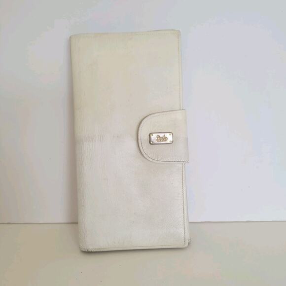 Celine Vintage Wallet Geniue Leather Bifold Larg Italian White Logo Designer - Picture 1 of 13
